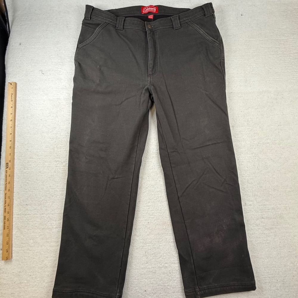 Coleman Mens 38x30 Fleece Lined Work Pants black Outdoor Utility- distressed